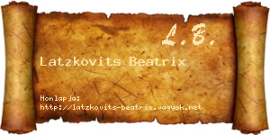 Latzkovits Beatrix névjegykártya